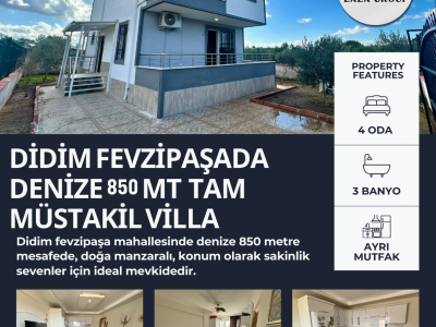 Didim Fevzipaşada Denize 850 Mt Tam Müstakil Villa