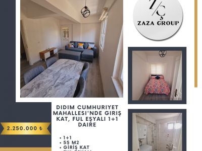 Didim Cumhuriyet Mahallesi'nde Giriş Kat, Ful Eşyalı 1+1 Daire 